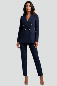 Johanna | Damen Lässig Blazer Anzug Set – Blau