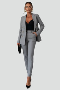 Johanna | Damen Lässig Blazer Anzug Set – Grau