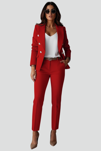 Johanna | Damen Lässig Blazer Anzug Set – Rot