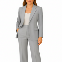 Damen Eleganter Sommer Taillierter Anzug – Grau