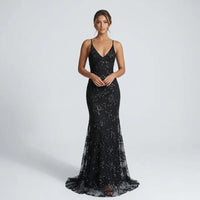 Alina | Damen Rückenfreies Festliches Kleid – Schwarz