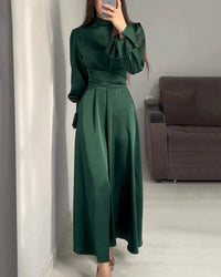 Elegantes Damen Maxikleid mit Floralmuster – Grün