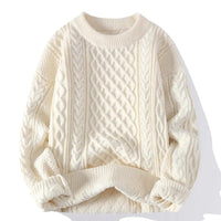 Wilse | Vintage Mode Pullover für Männer – Retro Cream Weiß
