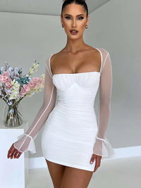 Marcella - Elegantes rückenfreies sexy Minikleid – Weiß
