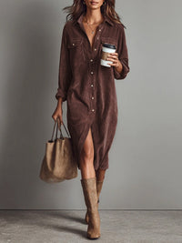 Adara - Soft-Touch-Midikleid – Braunrot