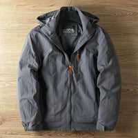 Regenjacke Herren Wasserdicht Mit Kapuze | Leichte Outdoorjacke Mit Reißverschluss – Grau