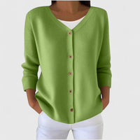 Barbara | Damen Raffinierte V-Ausschnitt-Strickjacke mit Knöpfen – Grün