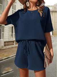 Damen Zweiteiler Loungewear Kombi-Set Elegant – Marine