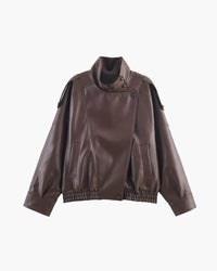 Lucille Asymmetrische Jacke in Lederoptik – Braun