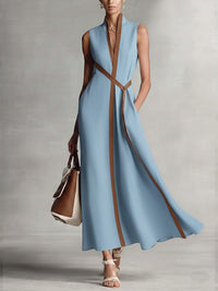 Rysella - Raffiniertes Wickel-Maxikleid aus Leinenmix – Blau