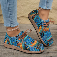 Damen Vintage Boho SchnürSchuhe – Blau