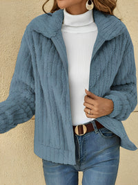 Teddy Damen Jacke Kurz | Kuschelig Bequem – Blau
