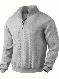 Percy - Vintage Reißverschluss-Pullover – Hellgrau