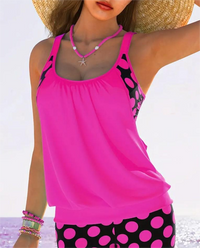 Celandine - Schnelltrocknendes Bikini-Set mit Retro-Polka-Dots – Rosa
