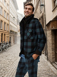 Keyvissa | Modische, karierte Herrenjacke mit Kapuze – Dunkelgrün