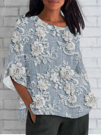 Mila | Blumenmuster Gathered Waist Bluse – Blau