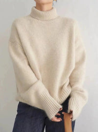 Nicole | Damen Eleganter Strick Rollkragenpullover – Beige