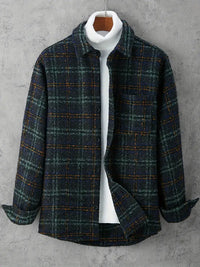 Keythira | Gebürstete karierte Jacke, lässiger langärmeliger Reversmantel – Polychrom