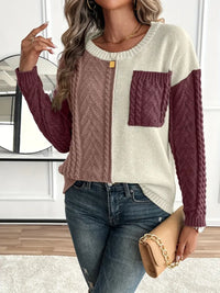 SCHICKER FARBBLOCK RUNDHALS-PULLOVER FÜR DAMEN | MODERN, VIELSEITIG, KOMFORTABEL – Rosa