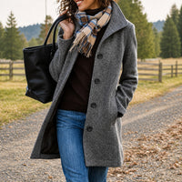 Harper - Warmer, mittellanger Mantel – Dunkelgrau