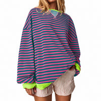 Judith - Bequemer gestreifter Damenpullover – Lila