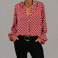 Zara - Locker sitzende Bluse mit V-Ausschnitt – Rot