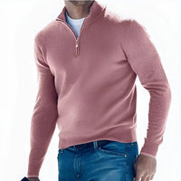 Ralph - Bequemer Herrenpullover mit Reißverschluss – Rosa