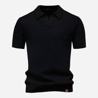 Aldric | Herren Kurzarm Poloshirt mit Strukturmuster – Schwarz