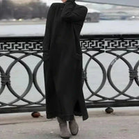 Mona - Kuscheliges Wollmisch-Maxi-Kleid – Schwarz