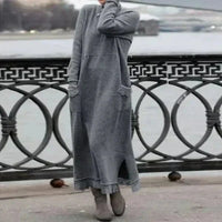 Mona - Kuscheliges Wollmisch-Maxi-Kleid – Grau