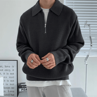 Half Zip Pullover für Herren – Schwarz