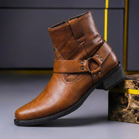Alexander | Herren Vintage Echtleder Stiefel – Cognacbraun