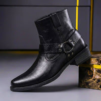 Alexander | Herren Vintage Echtleder Stiefel – Obsidianschwarz