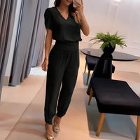Alexandra | Trendiges Set mit Bluse und Hose – Schwarz
