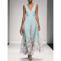 Alva | Blumenmuster Maxikleid für Feste – Hellgrün