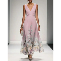 Alva | Blumenmuster Maxikleid für Feste – Rosa