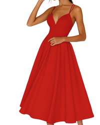 Amalia | A-Linien Midikleid für Feste – Rot