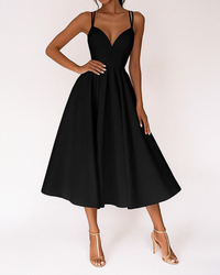 Amalia | A-Linien Midikleid für Feste – Schwarz