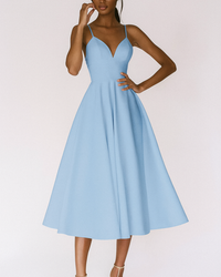 Amalia | A-Linien Midikleid für Feste – Blau