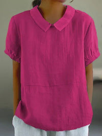Amalie | Entspannt geschnittene Kragenbluse – Dunkelpink