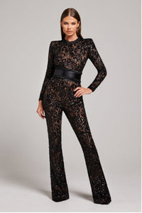 Theresia™ | Jumpsuit aus Spitze mit Korsett – Schwarz