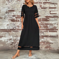 Amelie | Damen Elegantes Rundhalsausschnitt Maxikleid – Schwarz