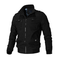 Andreas | Herren Militär Bomberjacke mit Reißverschluss – Schwarz