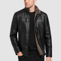 Andreas | Herren Sportliche Reißverschluss Lederjacke – Schwarz