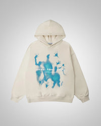 Andrew| Herren Oversized Bedruckter Hoodie – Beige