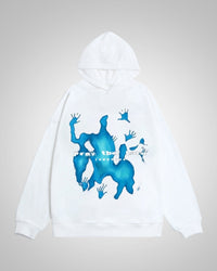 Andrew| Herren Oversized Bedruckter Hoodie – Weiß
