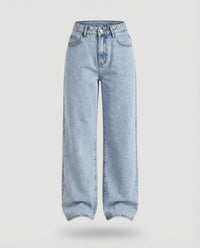 Anna | Damen Hochgeschnittene Weite Vintage-Jeans – Blau