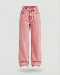 Anna | Damen Hochgeschnittene Weite Vintage-Jeans – Rosa