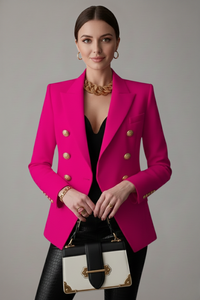 Annika | Damen Eleganter Knöpfen Zweireiher Blazer – Rosa
