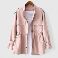 Annika | Damen Eleganter Reißverschluss Mantel – Rosa